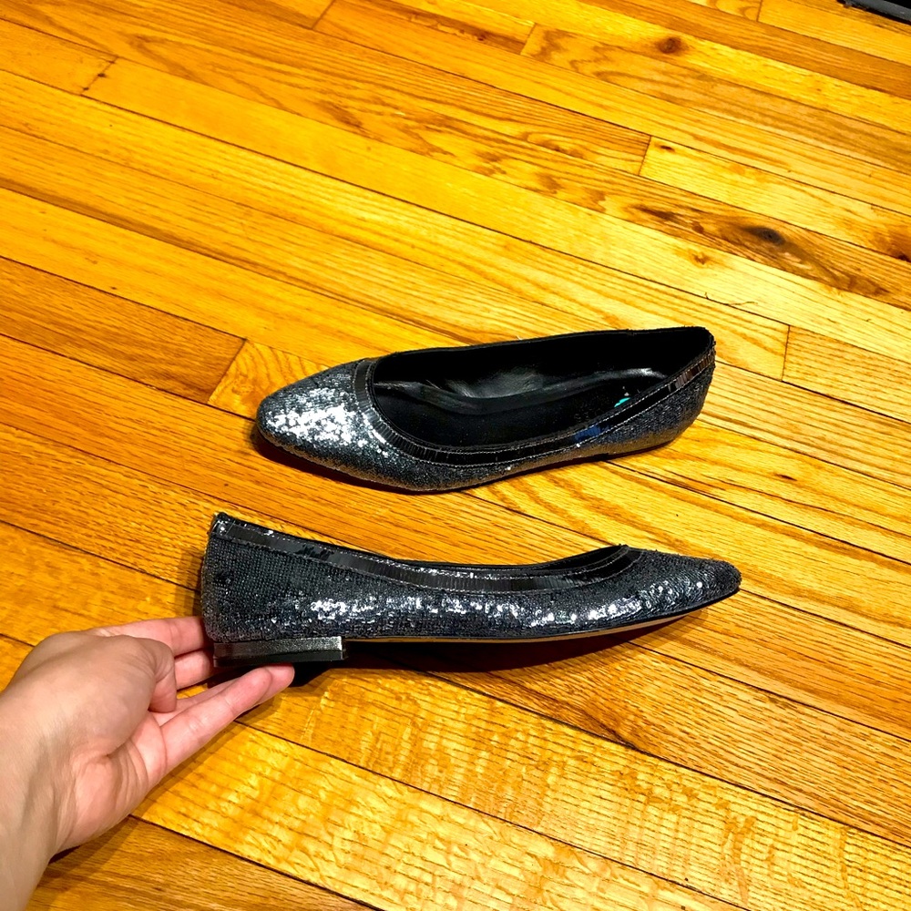 NWOT Talbots Leather Sequins Shiny party evening SlipOn prom pointy flats 8